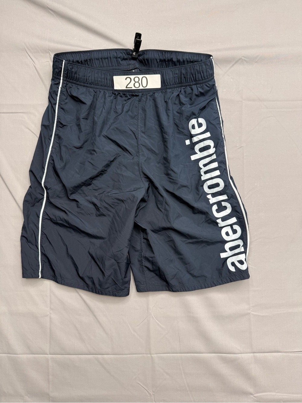 Abercrombie & Fitch Navy Athletic Swim Shorts with White Logo
